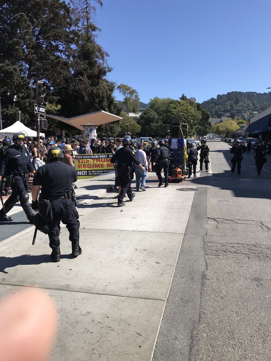 Police confiscate anti-facist group’s mobile sound system at Berkeley 