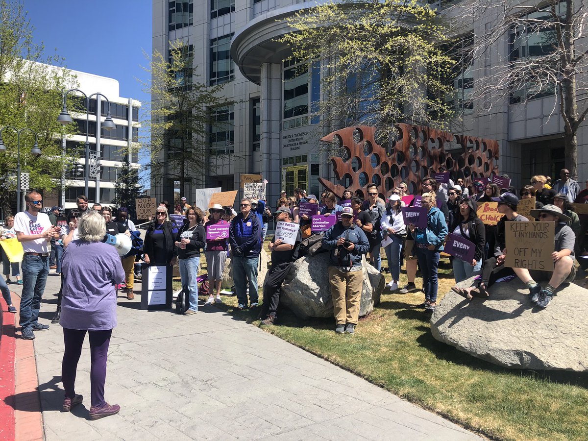 Hundreds of people outside the federal building in downtown Reno fighting for pro-choice amid potential SCOTUS decision.  People are chanting and sharing personal abortion stories