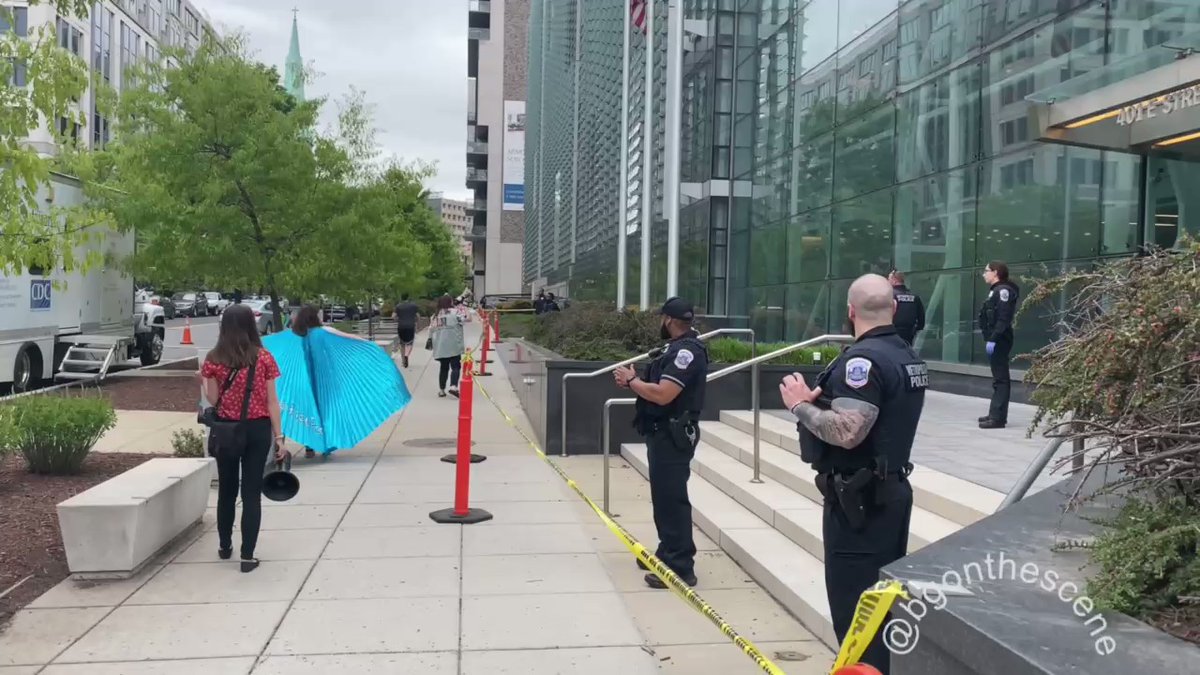 A few protesters remained outside the Medical Examiner's Office before the group dispersed, with a large police presence at today's anti-abortion demonstration in DC