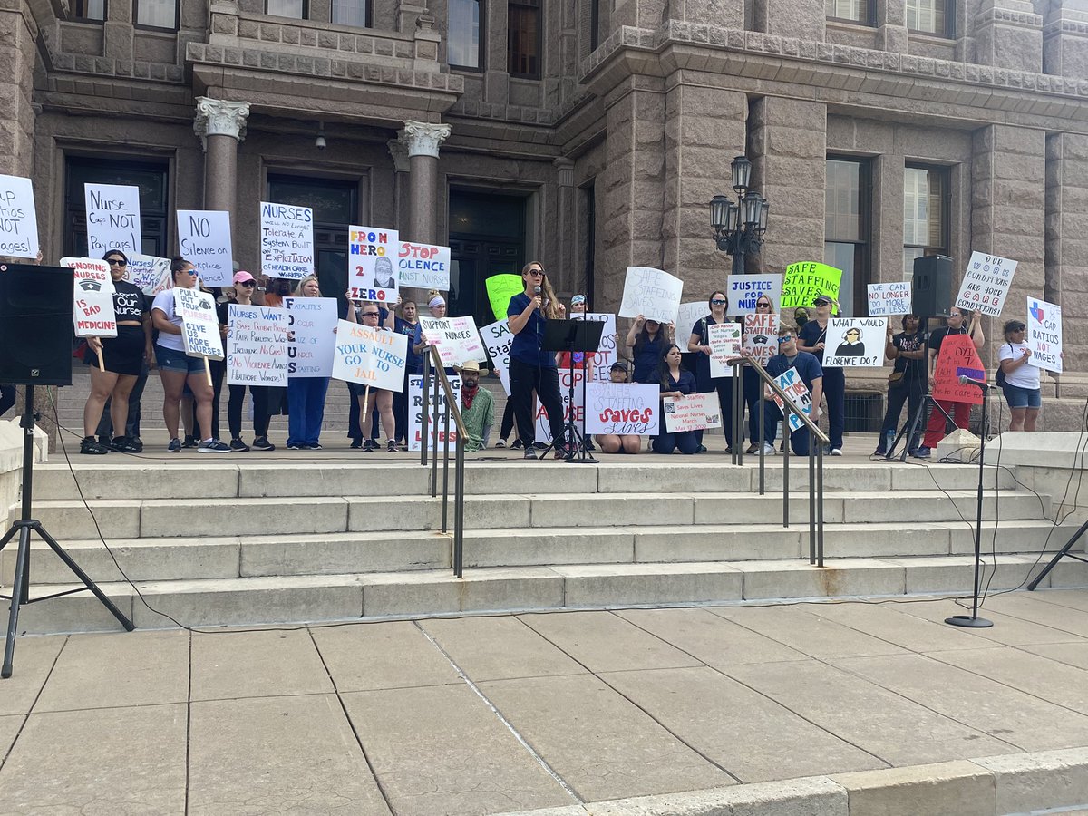 Nurses gathering on the south steps of the capitol to advocate for safer work conditions, and lower patient to nurse ratios. Nurses are assaulted on the job more than police officers and prison guards