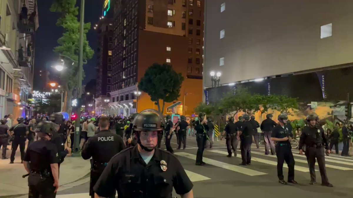 Majority of protesters have dissipated and LAPD have surrounded a small remaining number for arrest