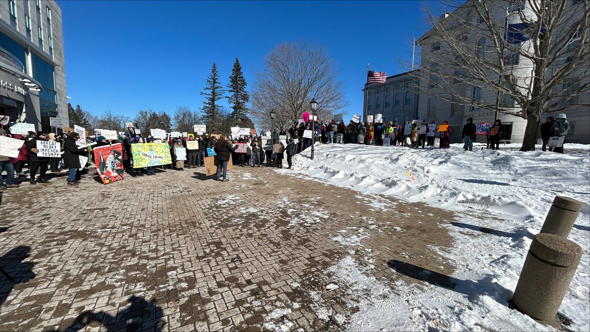 Hundreds of Mainers were at the Capitol in Augusta, protesting actions by President Trump in his first 2 weeks in office. They say they want leaders in Maine to do more to push back against his administration