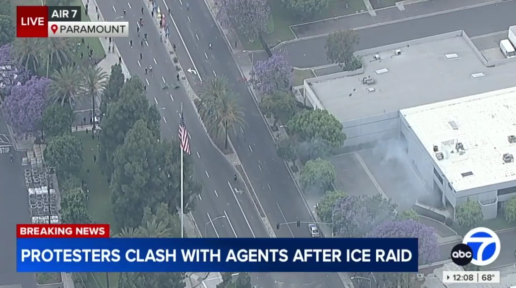 Protesters clash with federal agents after ICE raid in Paramount.