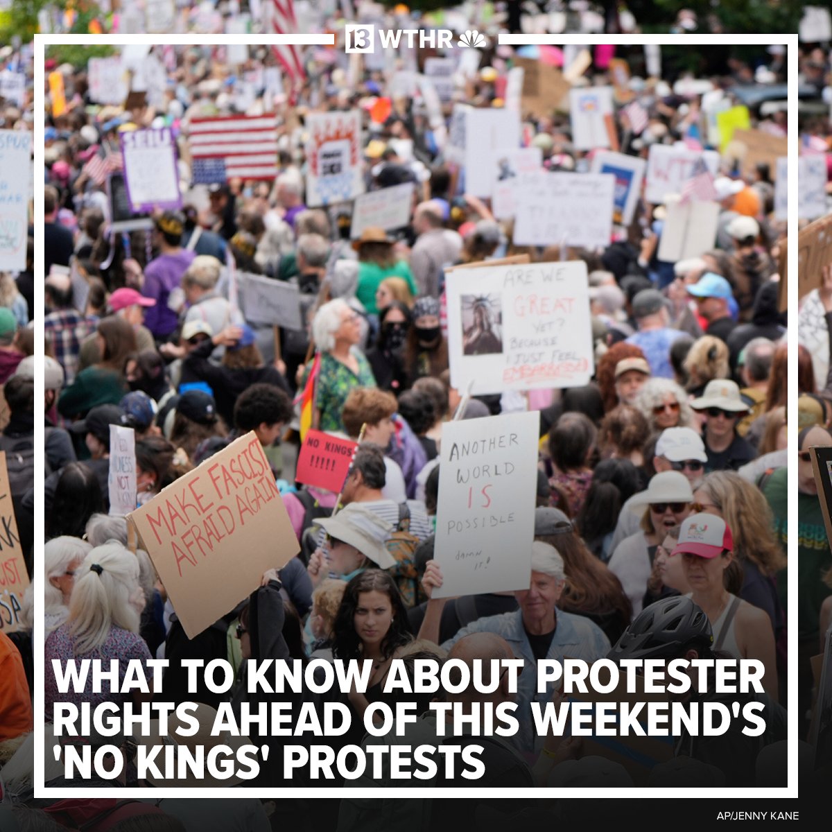 The Indianapolis rally begins at 10:30 a.m. Saturday, Oct. 18 as groups will march to the Indiana Statehouse. Indivisible Central Indiana, organizing the local rally, is committed to nonviolence by showing up firmly, strategically and peacefully.