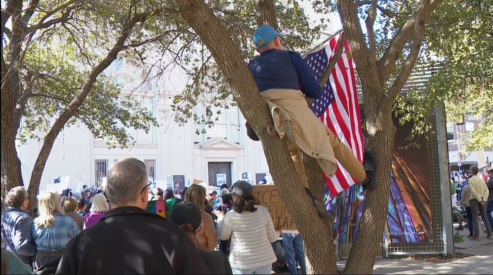 SAN ANTONIO ANTI-ICE PROTEST    anti-ICE protest reached downtown San Antonio, with demonstrators citing recent events and calling for immigration enforcement reform. Organizers and participants urged local officials to address their concerns