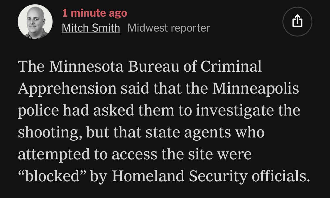 State agents blocked by Homeland Security officials while attempting to access shooting scene (NYT)